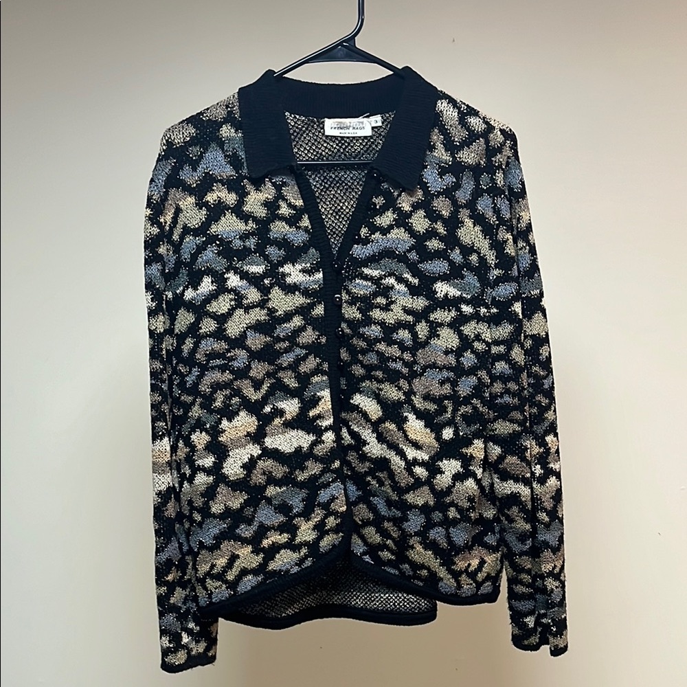 French Rags Gold Accent Button Down Sweater
